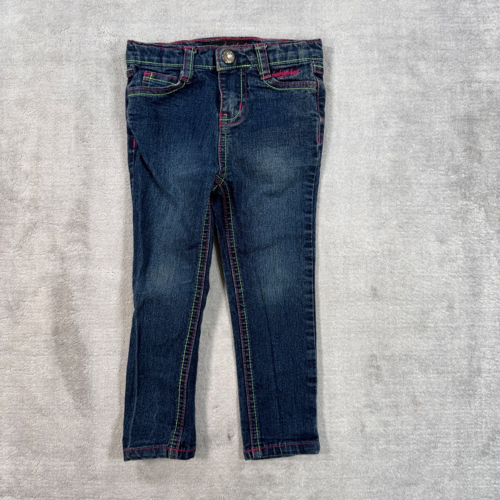 Baby Phat Pants Youth 3T Blue Dark Wash Jeans Sequin Y2K Skinny Denim Cat